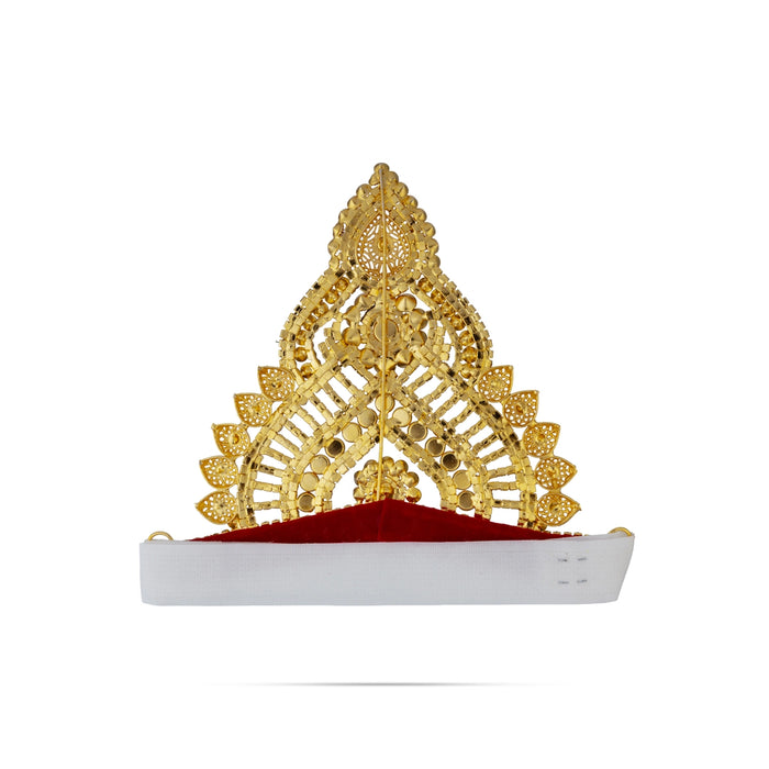 Half Crown - 5 x 6.5 Inches | Stone Mukut / Velcro Type Kireedam / Multicolour Deity Kiridam