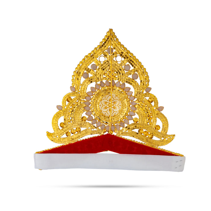 Half Crown - 6.5 x 8 Inches | Stone Mukut / Velcro Type Kiridam / Multicolour Deity Kireedam