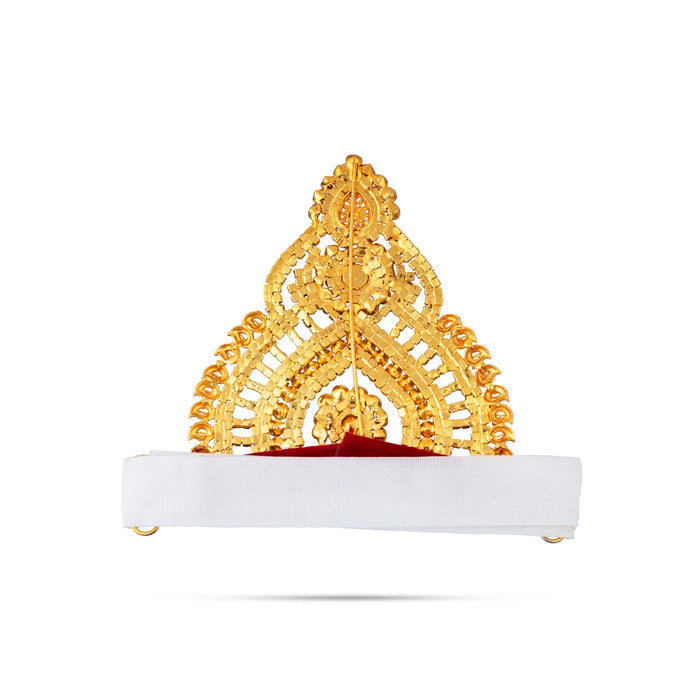 Half Crown - 4 x 5.5 Inches | Multicolour Stone Kireedam / Velcro Type Kiridam / Deity Mukut