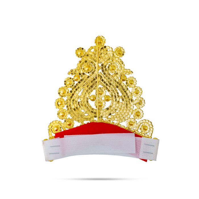 Half Stone Crown - 4 x 4 Inches | Multicolour Stone Kireedam / Velcro Type Kiridam / Deity Mukut
