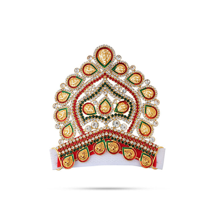 Half Crown - 4 x 4 Inches | Velcro Type Kiridam / Multicolour Stone Kireedam / Deity Mukut