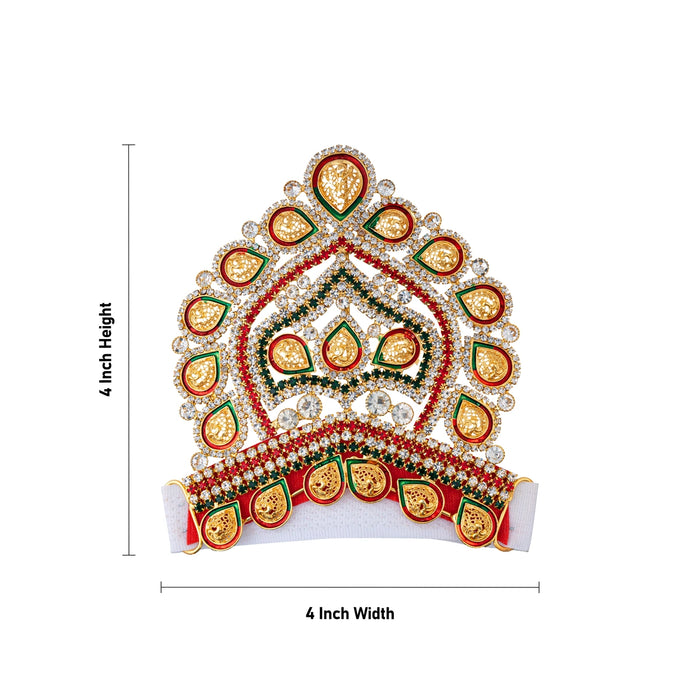 Half Crown - 4 x 4 Inches | Velcro Type Kiridam / Multicolour Stone Kireedam / Deity Mukut
