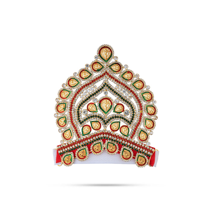 Half Crown - 5 x 5 Inches | Multicolour Kireedam / Stone Mukut / Velcro Type Kiridam / Deity Decor