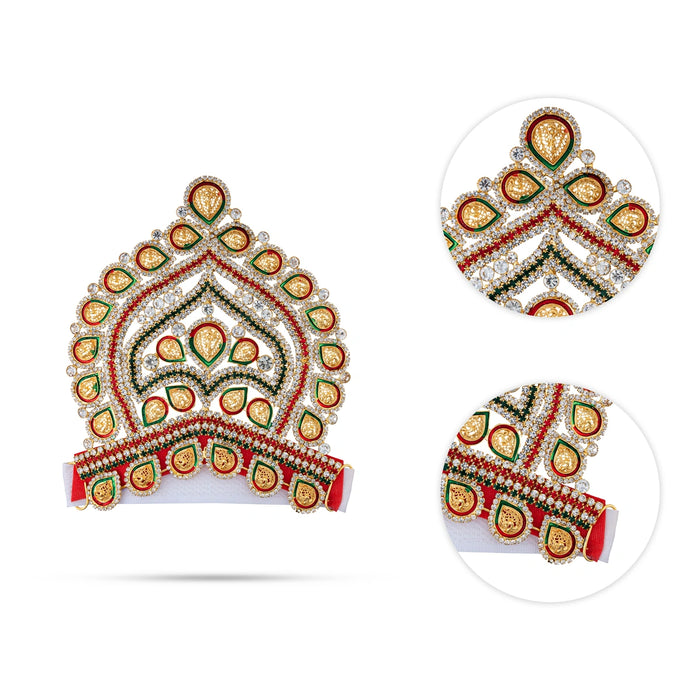Half Crown - 5 x 5 Inches | Multicolour Kireedam / Stone Mukut / Velcro Type Kiridam / Deity Decor