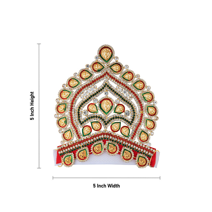 Half Crown - 5 x 5 Inches | Multicolour Kireedam / Stone Mukut / Velcro Type Kiridam / Deity Decor