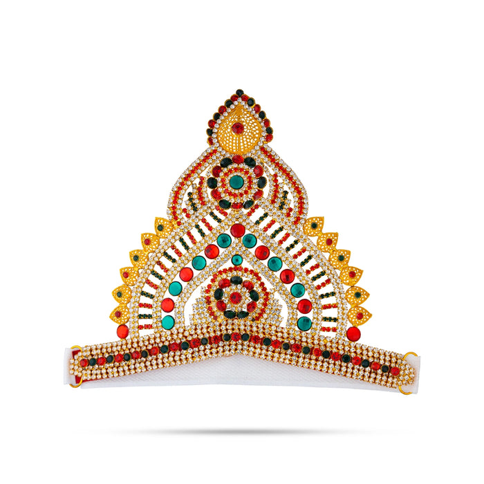 Half Crown - 6 x 8 Inches | Velcro Kireedam / Stone Mukut / Multicolour Kiridam / Deity Decor