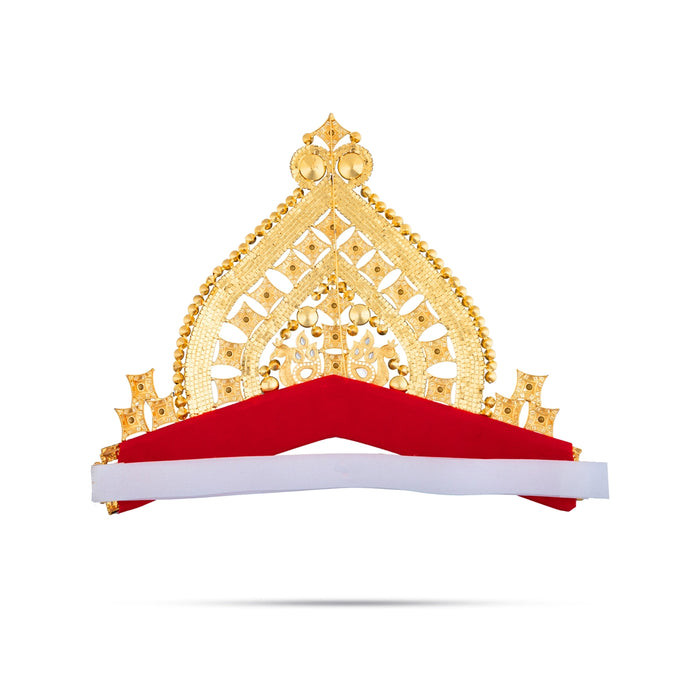 Half Mukut - 8.5 x 11 Inches | Multicolour Stone Half Kireedam/ Velcro Half Crown / Half Kiridam for Deity