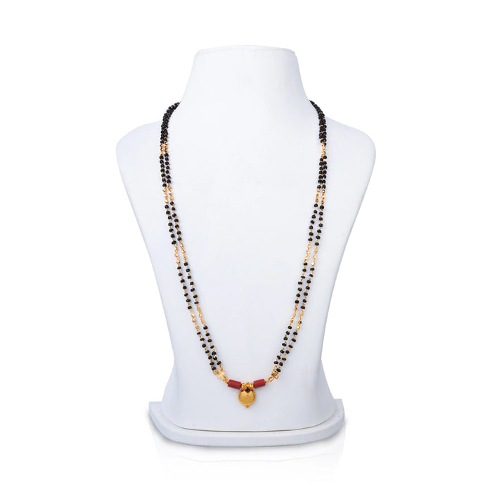Black & Gold Beads Mangal Sutra - 8 Inches | Hindu Thali Design/ 2 Line Mangala Sutra For Deity Decor