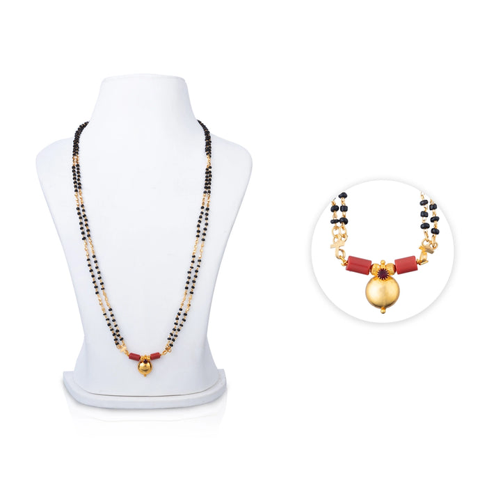 Black & Gold Beads Mangal Sutra - 8 Inches | Hindu Thali Design/ 2 Line Mangala Sutra For Deity Decor