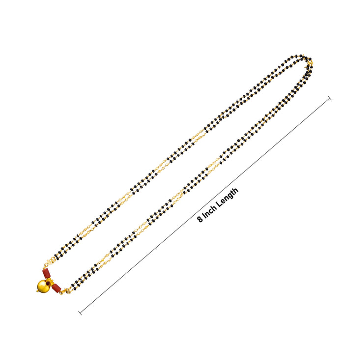 Black & Gold Beads Mangal Sutra - 8 Inches | Hindu Thali Design/ 2 Line Mangala Sutra For Deity Decor
