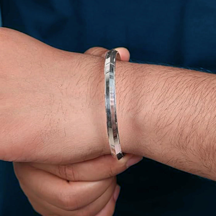 Silver Kada - Size 2 X 12 | V Men Kaapu/ Bracelet Kada/ Bangle Kada For Daily And Traditional Wear