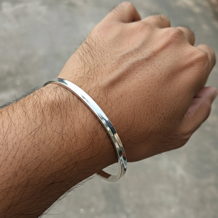 Silver Kada - Size 2 X 4 | F Men Kaapu/ Bracelet Kada/ Bangle Kada For Daily And Traditional Wear