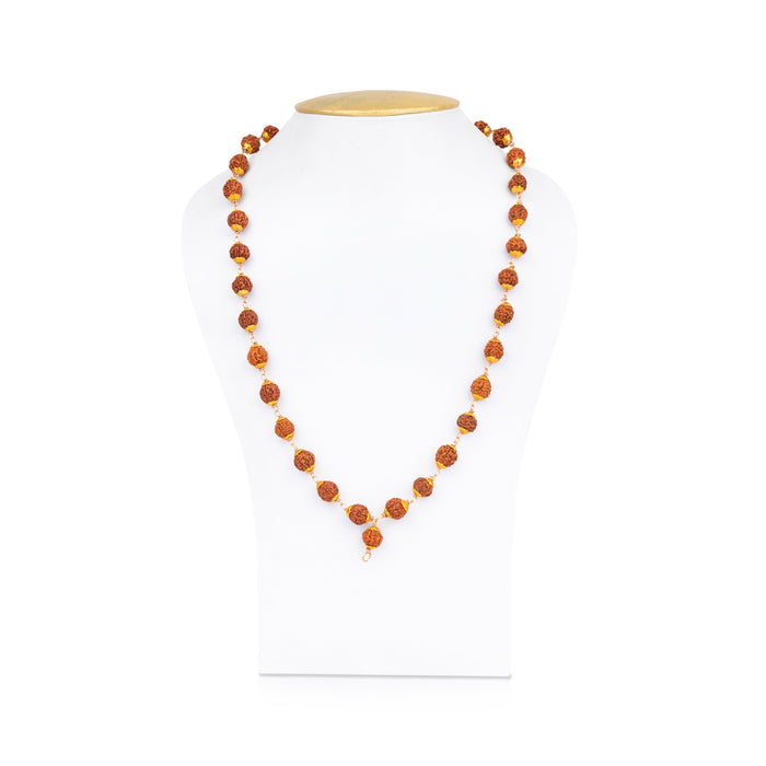 Rudraksha Mala With Cup- 19 Inches | 54 Beads Kanthi Mala/Copper Knot Ruthratcham Malai For Spiritual Protection