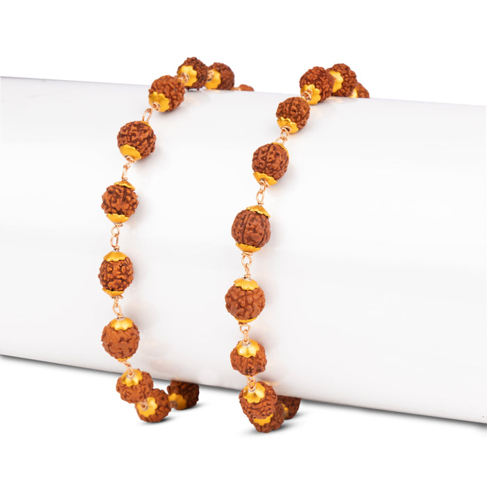 Rudraksha Mala With Cup- 19 Inches | 54 Beads Kanthi Mala/Copper Knot Ruthratcham Malai For Spiritual Protection