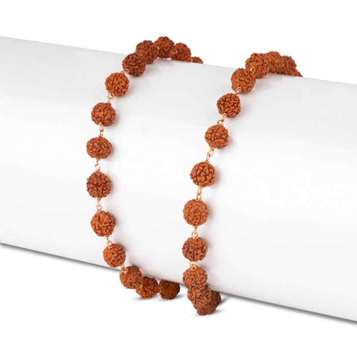 Rudraksha Mala With Copper Knot - 16 Inches | 9mm/ Rudraksh Mala/ 54 Beads Rudraksha Kanthi Mala for Meditation