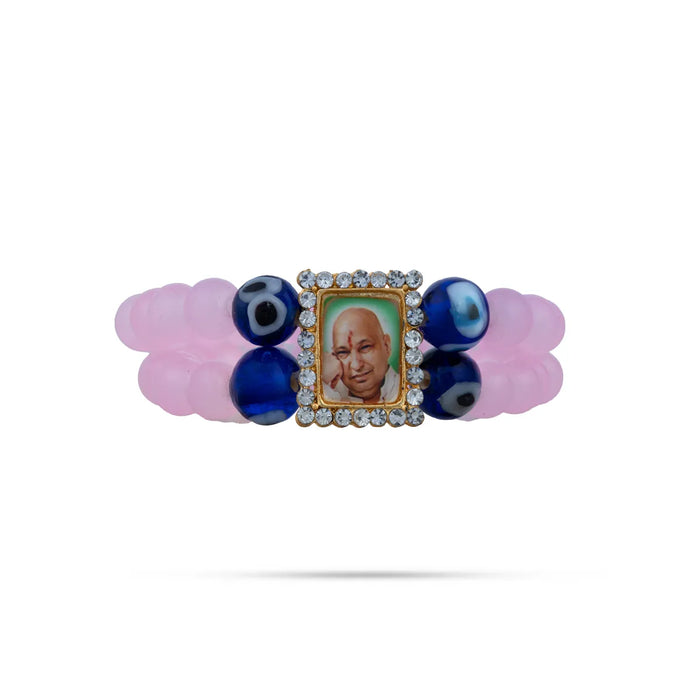 Delhi Guruji Bracelet - 2.5 Inch Dia | 2 Line Beads Bracelet/ Spiritual Wrist Band for Daily Use