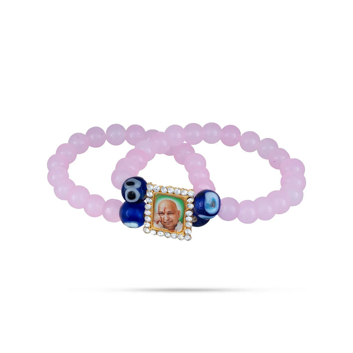 Delhi Guruji Bracelet - 2.5 Inch Dia | 2 Line Beads Bracelet/ Spiritual Wrist Band for Daily Use