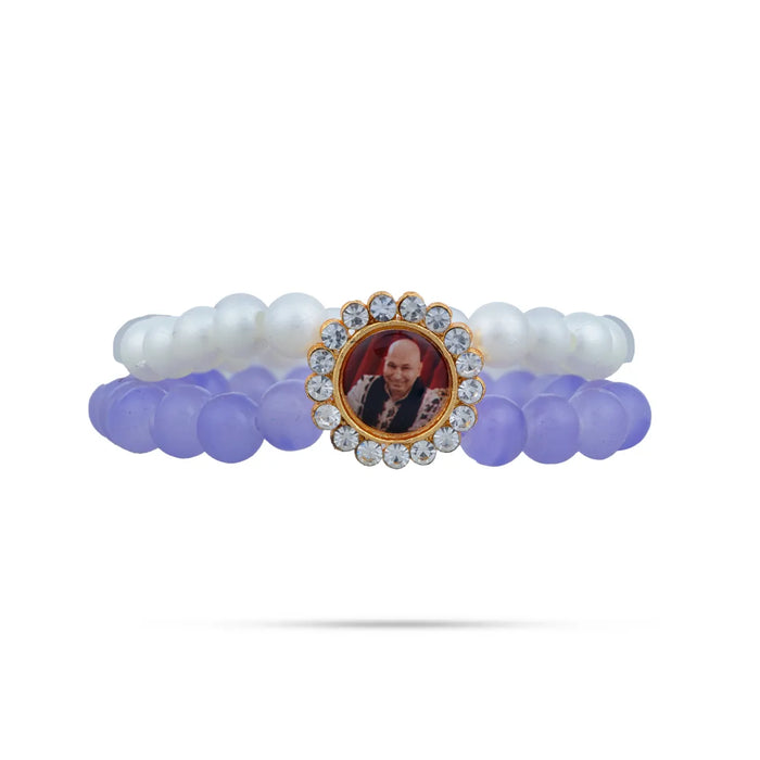 Delhi Guruji Bracelet - 2.5 Inch Dia | 2 Line Beads Bracelet/ Spiritual Wrist Band for Daily Use