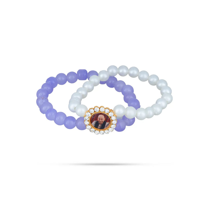 Delhi Guruji Bracelet - 2.5 Inch Dia | 2 Line Beads Bracelet/ Spiritual Wrist Band for Daily Use
