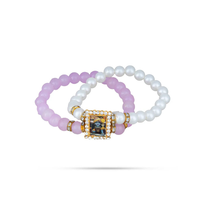 Delhi Guruji Bracelet - 2.5 Inch Dia | 2 Line Beads Bracelet/ Spiritual Wrist Band for Daily Use