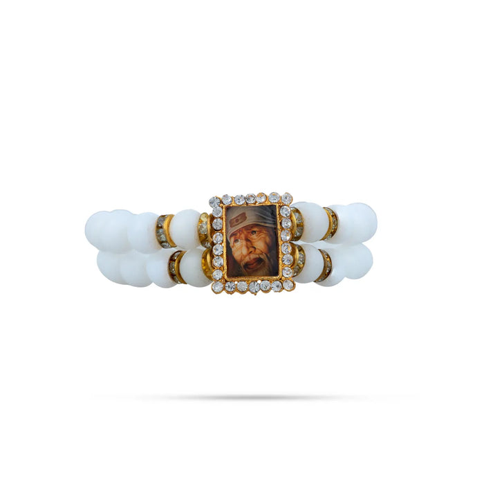 Delhi Guruji Bracelet - 2.5 Inch Dia | 2 Line Beads Bracelet/ Spiritual Wrist Band for Daily Use