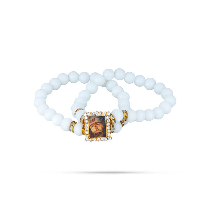 Delhi Guruji Bracelet - 2.5 Inch Dia | 2 Line Beads Bracelet/ Spiritual Wrist Band for Daily Use