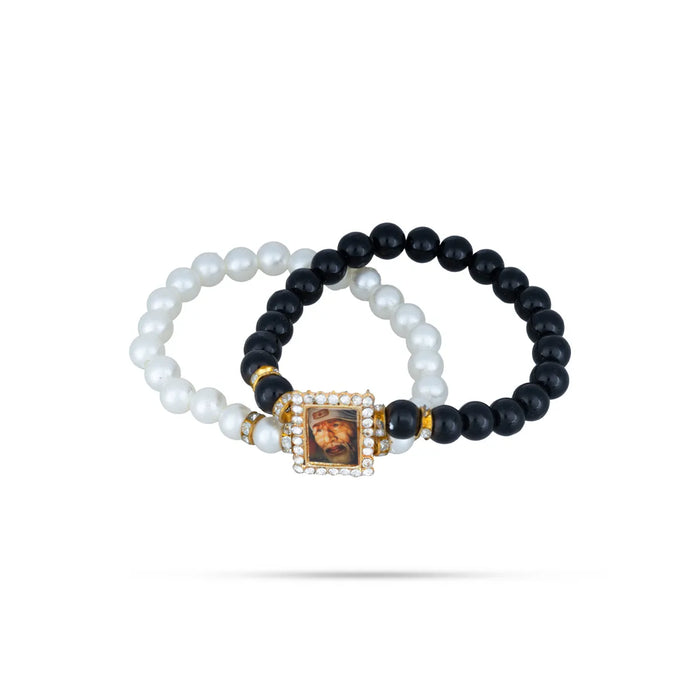 Delhi Guruji Bracelet - 2.5 Inch Dia | 2 Line Beads Bracelet/ Spiritual Wrist Band for Daily Use