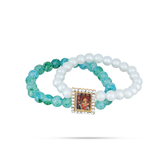 Delhi Guruji Bracelet - 2.5 Inch Dia | 2 Line Beads Bracelet/ Spiritual Wrist Band for Daily Use