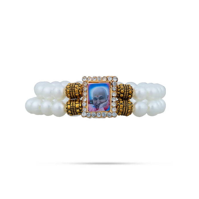 Delhi Guruji Bracelet - 2.5 Inch Dia | 2 Line Beads Bracelet/ Spiritual Wrist Band for Daily Use