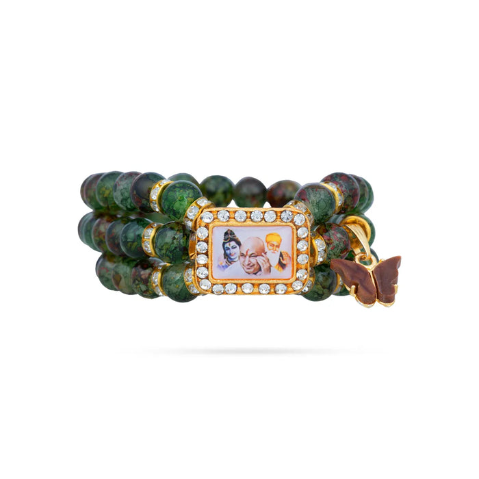 Delhi Guruji Bracelet - 2.5 Inch Dia | 3 Line Beaded Bracelet / Devotional Hand Band for Daily Wear