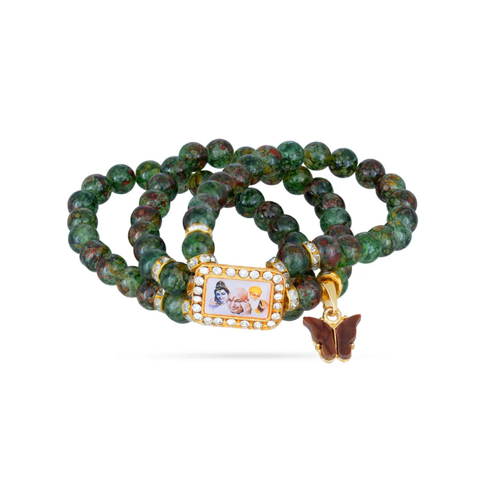 Delhi Guruji Bracelet - 2.5 Inch Dia | 3 Line Beaded Bracelet / Devotional Hand Band for Daily Wear
