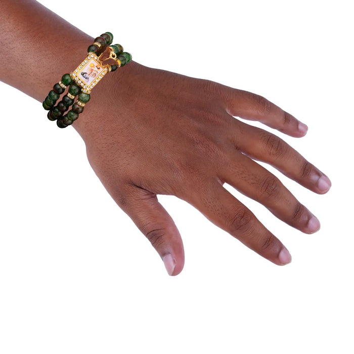 Delhi Guruji Bracelet - 2.5 Inch Dia | 3 Line Beaded Bracelet / Devotional Hand Band for Daily Wear