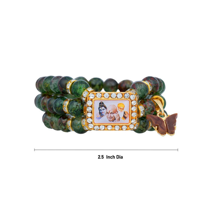 Delhi Guruji Bracelet - 2.5 Inch Dia | 3 Line Beaded Bracelet / Devotional Hand Band for Daily Wear