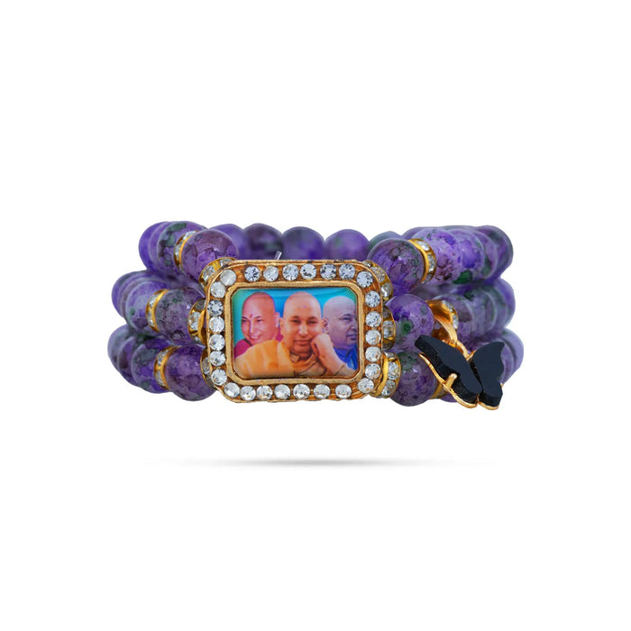 Delhi Guruji Bracelet - 2.5 Inch Dia | 3 Line Beaded Bracelet / Devotional Hand Band for Daily Wear