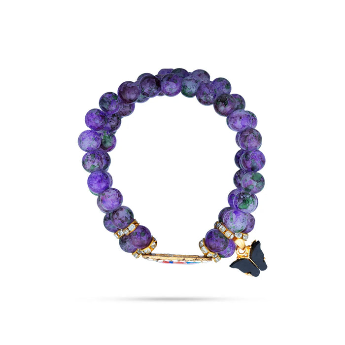 Delhi Guruji Bracelet - 2.5 Inch Dia | 3 Line Beaded Bracelet / Devotional Hand Band for Daily Wear