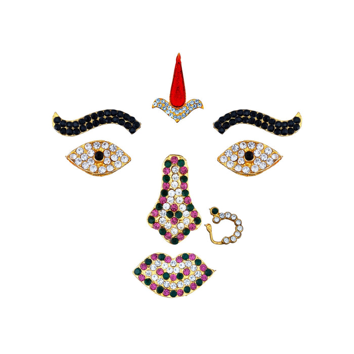 Amman Face Set | Stone Devi Face/ Multicolour Stone Ammavari Face For Pooja & Deity Decor