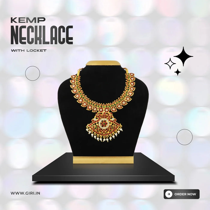 Kemp Necklace - 9 Inches | Stone Necklace/ Bharatanatyam Jewellery for Women