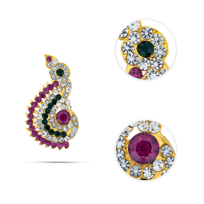 Stone Earring Pair - 2 x 1 Inches | Multicolour Stone Studs/ Karna Pathakam/ Stone Jewelry for Deity