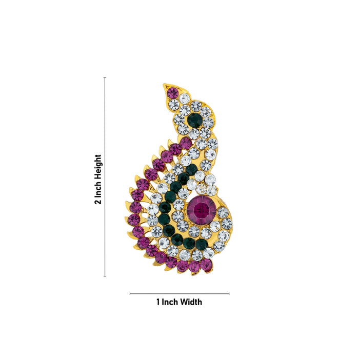 Stone Earring Pair - 2 x 1 Inches | Multicolour Stone Studs/ Karna Pathakam/ Stone Jewelry for Deity