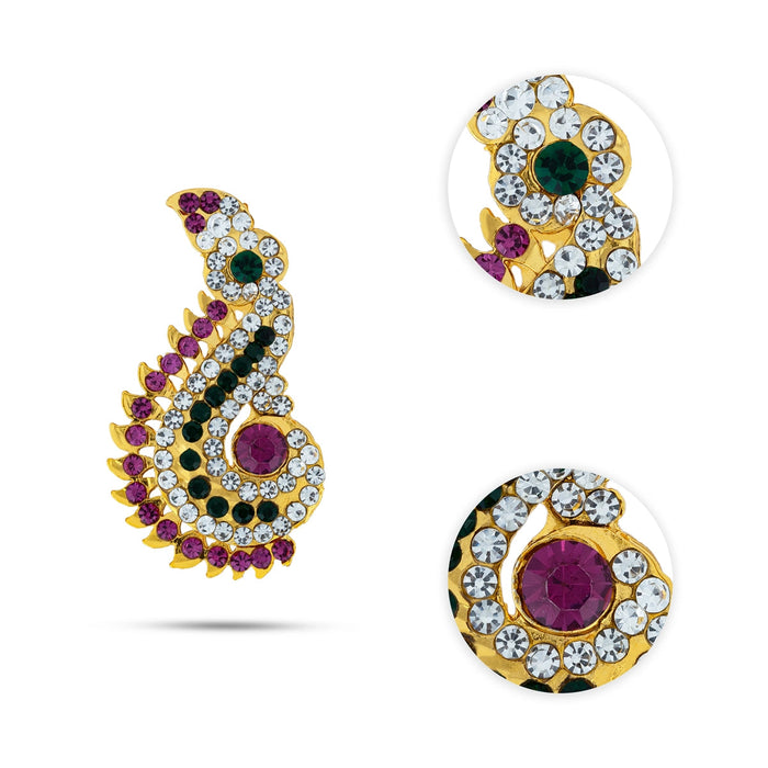 Stone Earring Pair - 2.5 x 1.25 Inches | Multicolour Stone Studs/ Karna Pathakam/ Stone Jewelry for Deity