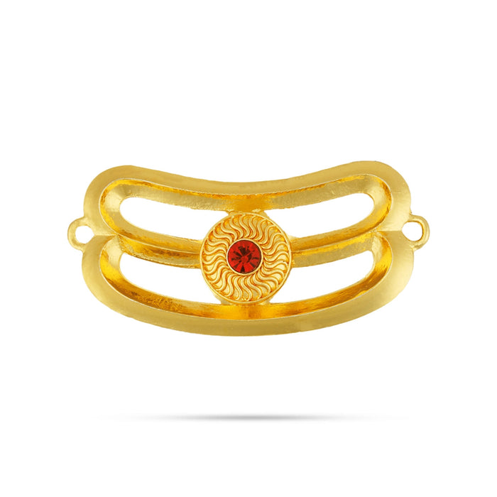 Shivan Vibuthi Pattai - 1.75 x 4.25 Inches | Gold Polish Vibhuti Pattai/ Single Stone Tripundra Tilak for Deity