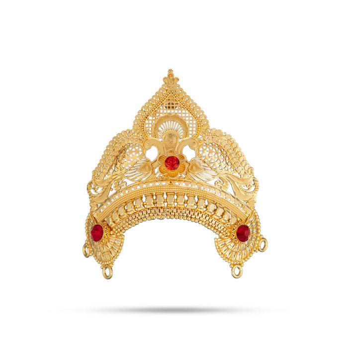 Half Kiridam - 3 x 3 Inches | Mukut/ Gold Polish Kireedam/ Crown For Deity Decor