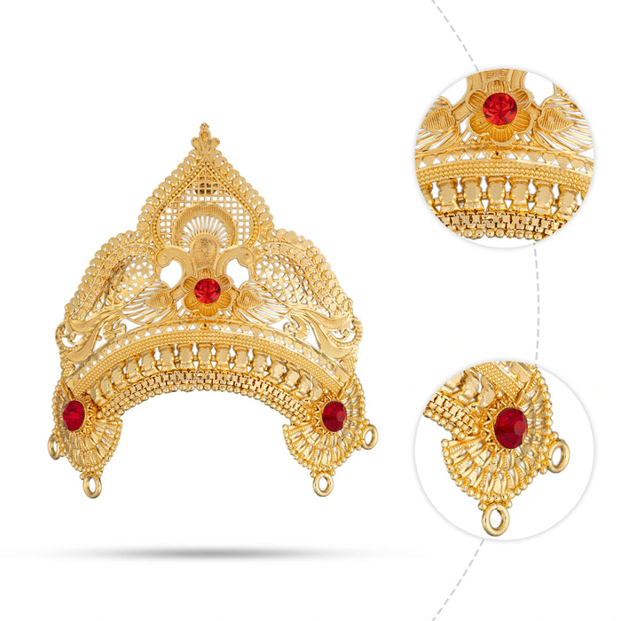 Half Kiridam - 3 x 3 Inches | Mukut/ Gold Polish Kireedam/ Crown For Deity Decor
