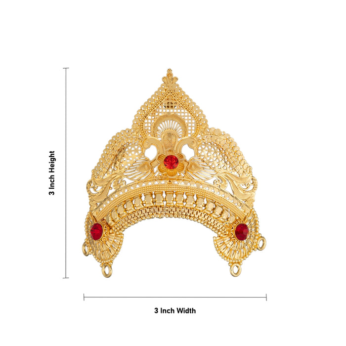 Half Kiridam - 3 x 3 Inches | Mukut/ Gold Polish Kireedam/ Crown For Deity Decor