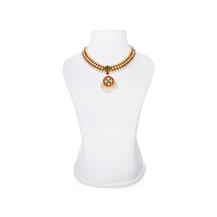 Kemp Necklace - 5.5 Inches | Multicolour Stone Necklace/ Kemp Jewellery for Bharatanatyam