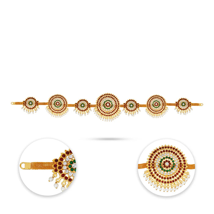 Stone Hip Belt - 19 Inches | Multicolour Stone Ottiyanam/ Waist Belt/ Stone Jewellery for Deity