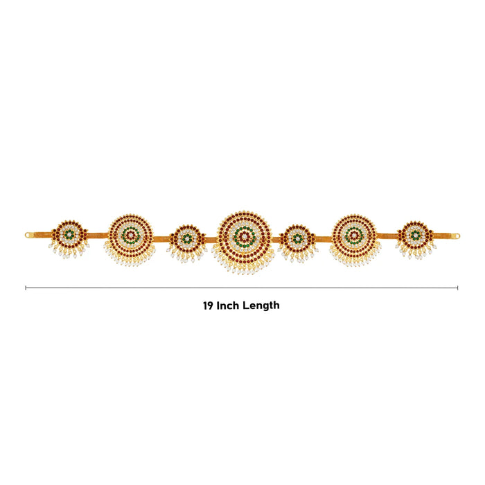 Stone Hip Belt - 19 Inches | Multicolour Stone Ottiyanam/ Waist Belt/ Stone Jewellery for Deity