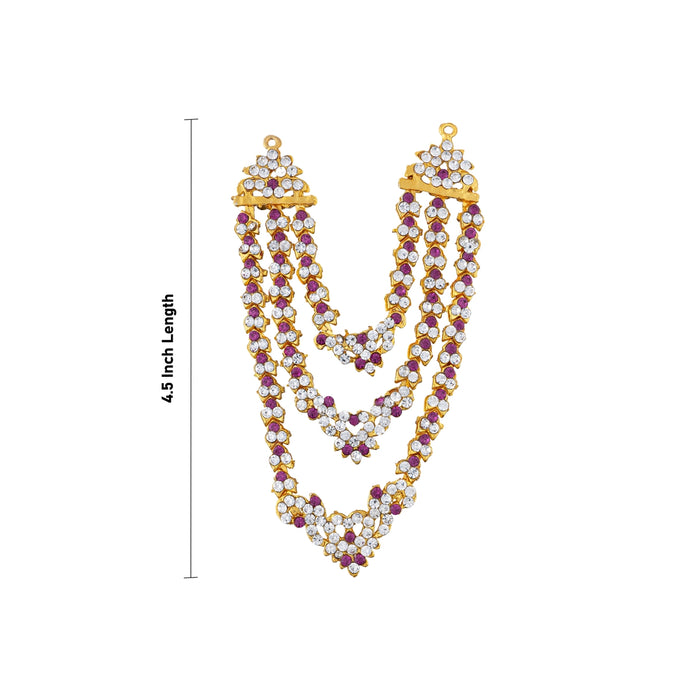 Stone Necklace - 4.5 Inches | 3 Line Stone Jewellery/ Multicolour Artificial Jewelry for Deity/ Assorted Colour