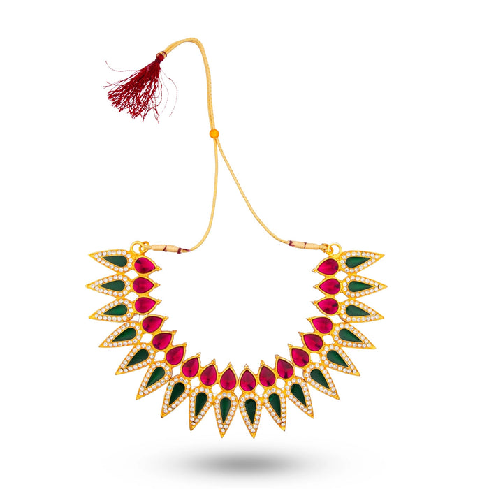 Stone Necklace - 6 Inches | Artificial Jewellery/ Multicolour Stone Jewelry For Classical Dance & Deity