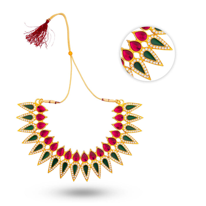 Stone Necklace - 6 Inches | Artificial Jewellery/ Multicolour Stone Jewelry For Classical Dance & Deity